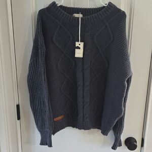 Simply Southern Women's Gray Cozy Cable Knit Sweater Small NWT